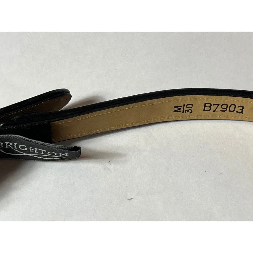 Brighton Womens Leopard Print Calf‎ Hair Leather Skinny Belt Silver Buckle M 30